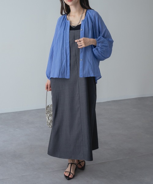 refinedworks（リファインドワークス）の「【refinedworks】冷房対策 UV対策 にも◎大人 の シアー ギャザー ブラウス（シャツ/ブラウス・レディース・ホワイト/ブルー/オレンジ・FREE）」の11枚目の写真