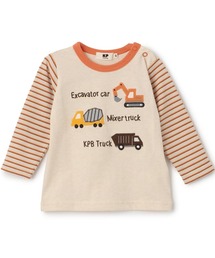 働く車アップリケ 長袖Ｔシャツ