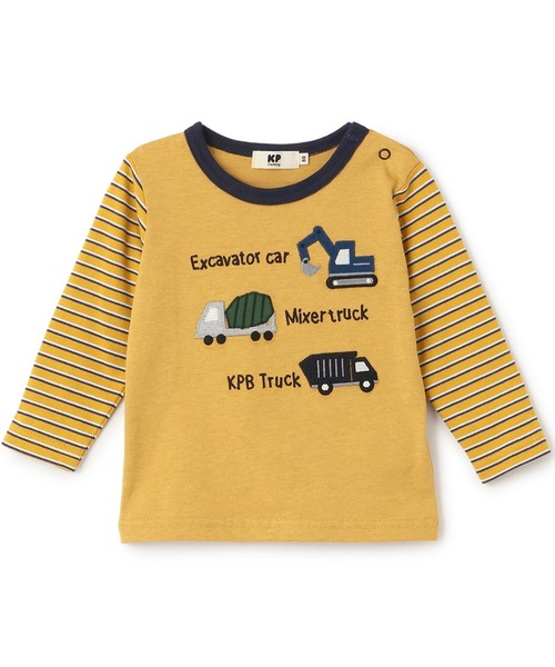 KP（ケーピー）の「働く車アップリケ 長袖Ｔシャツ（Tシャツ/カットソー・キッズ・ベージュ/イエロー/ブルー・90cm/100cm/120cm/110cm）」の3枚目の写真