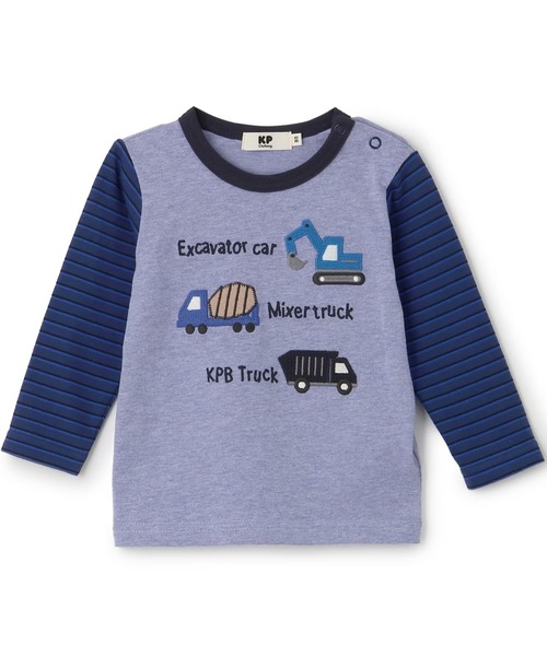 KP（ケーピー）の「働く車アップリケ 長袖Ｔシャツ（Tシャツ/カットソー・キッズ・ベージュ/イエロー/ブルー・90cm/100cm/120cm/110cm）」の2枚目の写真