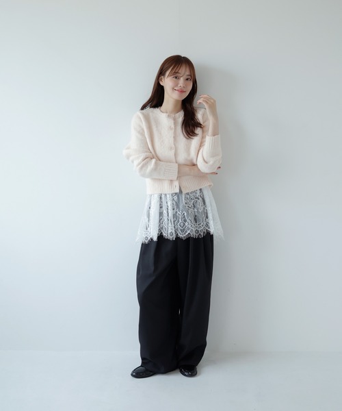 AMUU. PRECIEUSE(アムープレシューズ)の「シアーレースチュニックキャミ(キャミソール・レディース・オフホワイト/ブラック・FREE)」の14枚目の写真