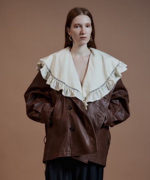 MAISON SPECIAL(メゾンスペシャル)の「Lace Frill Collar Blouse/レースフリルカラーブラウス(シャツ/ブラウス・レディース・ホワイト/ブラック/オリーブ・FREE)」の9枚目の写真