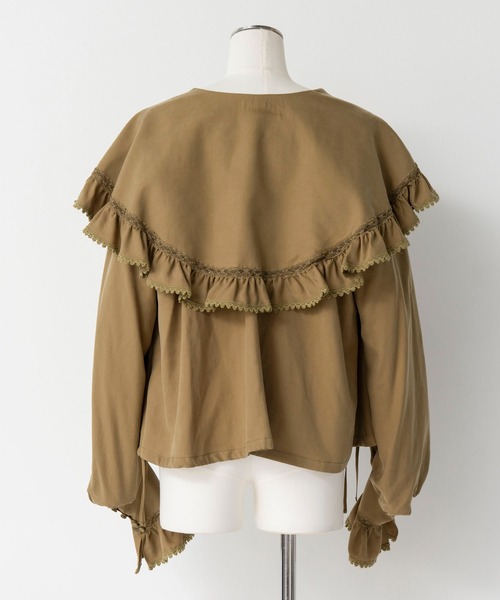 MAISON SPECIAL(メゾンスペシャル)の「Lace Frill Collar Blouse/レースフリルカラーブラウス(シャツ/ブラウス・レディース・ホワイト/ブラック/オリーブ・FREE)」の16枚目の写真