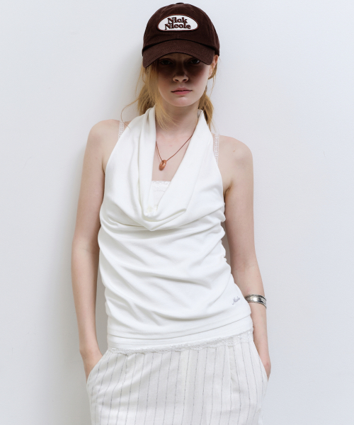 NICK&NICOLE(ニックアンドニコール)の「LAYERD DRAPE HALTER TOP_IVORY(Tシャツ/カットソー・レディース・その他・FREE)」の1枚目の写真
