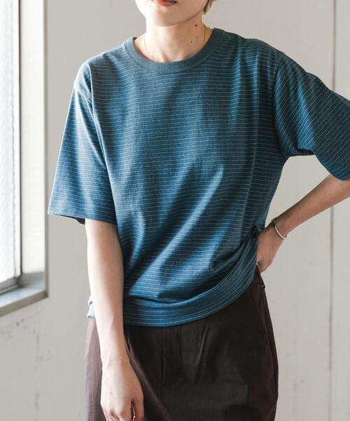 FORK&SPOON(フォークアンドスプーン)の「FORK&SPOON ヴィンテージボーダーTシャツ(Tシャツ/カットソー・レディース・グレー/カーキ/ブルー・1)」の3枚目の写真