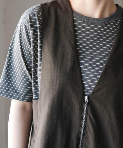 FORK&SPOON(フォークアンドスプーン)の「FORK&SPOON ヴィンテージボーダーTシャツ(Tシャツ/カットソー・レディース・グレー/カーキ/ブルー・1)」の8枚目の写真