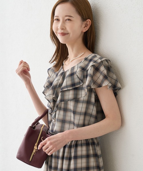 ROPE' PICNIC(ロペピクニック)の「マドラスチェックボイルブラウス(シャツ/ブラウス・レディース・ブラック/ラベンダー/オフホワイト・FREE)」の2枚目の写真