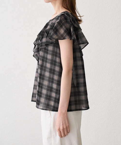 ROPE' PICNIC(ロペピクニック)の「マドラスチェックボイルブラウス(シャツ/ブラウス・レディース・ブラック/ラベンダー/オフホワイト・FREE)」の13枚目の写真
