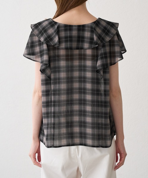 ROPE' PICNIC(ロペピクニック)の「マドラスチェックボイルブラウス(シャツ/ブラウス・レディース・ブラック/ラベンダー/オフホワイト・FREE)」の14枚目の写真