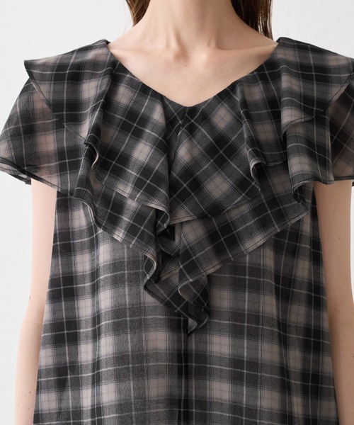 ROPE' PICNIC(ロペピクニック)の「マドラスチェックボイルブラウス(シャツ/ブラウス・レディース・ブラック/ラベンダー/オフホワイト・FREE)」の15枚目の写真