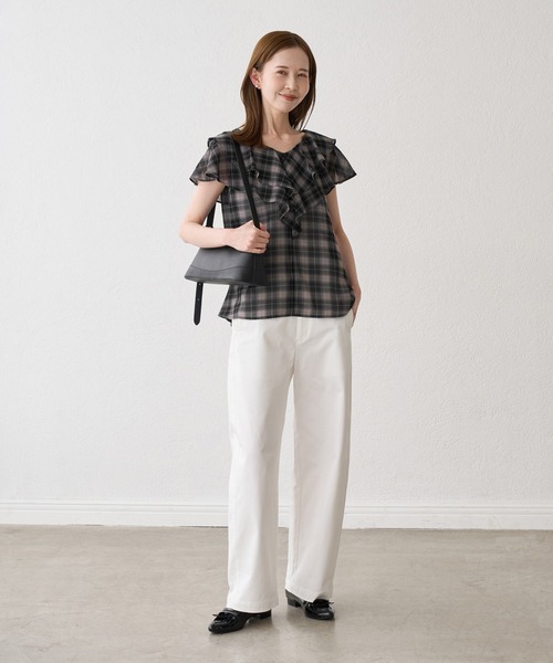 ROPE' PICNIC(ロペピクニック)の「マドラスチェックボイルブラウス(シャツ/ブラウス・レディース・ブラック/ラベンダー/オフホワイト・FREE)」の5枚目の写真