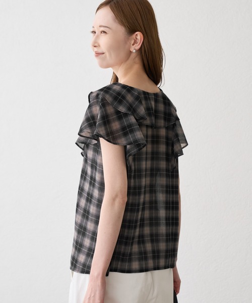 ROPE' PICNIC(ロペピクニック)の「マドラスチェックボイルブラウス(シャツ/ブラウス・レディース・ブラック/ラベンダー/オフホワイト・FREE)」の8枚目の写真