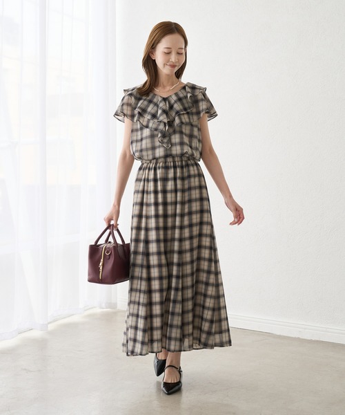 ROPE' PICNIC(ロペピクニック)の「マドラスチェックボイルブラウス(シャツ/ブラウス・レディース・ブラック/ラベンダー/オフホワイト・FREE)」の9枚目の写真