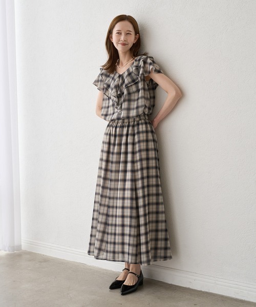 ROPE' PICNIC(ロペピクニック)の「マドラスチェックボイルブラウス(シャツ/ブラウス・レディース・ブラック/ラベンダー/オフホワイト・FREE)」の11枚目の写真