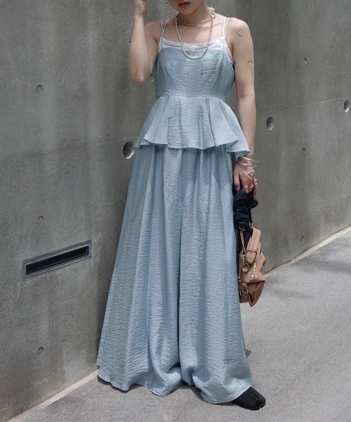 STRUCTURED PEPLUM CAMI ROMPERS（つなぎ/オールインワン）｜Ameri