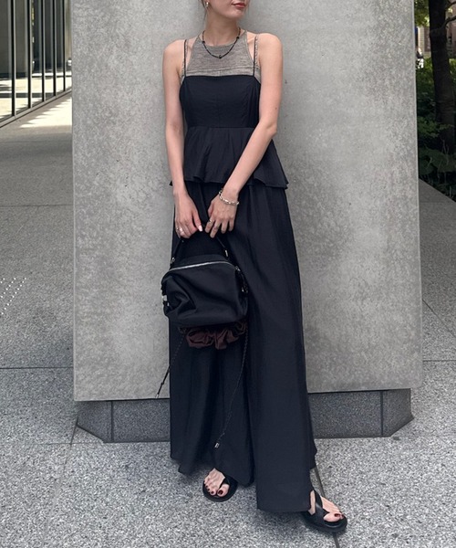 STRUCTURED PEPLUM CAMI ROMPERS（つなぎ/オールインワン）｜Ameri