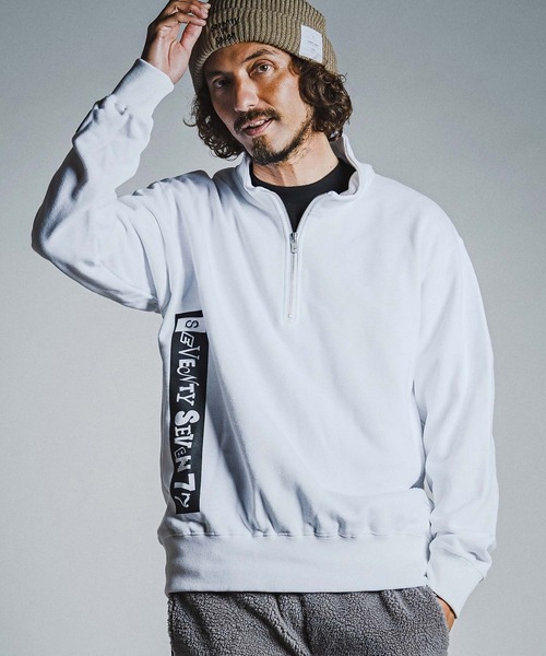 seventy seven(セブンティセブン)の「msw1915- middle oz half zip trainer (box collage) ハーフジップスエット(7726W280)(スウェット・メンズ・ホワイト/ブラック/アッシュ・S/M/L/XL)」の1枚目の写真