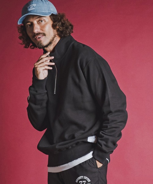 seventy seven(セブンティセブン)の「msw1915- middle oz half zip trainer (box collage) ハーフジップスエット(7726W280)(スウェット・メンズ・ホワイト/ブラック/アッシュ・S/M/L/XL)」の2枚目の写真