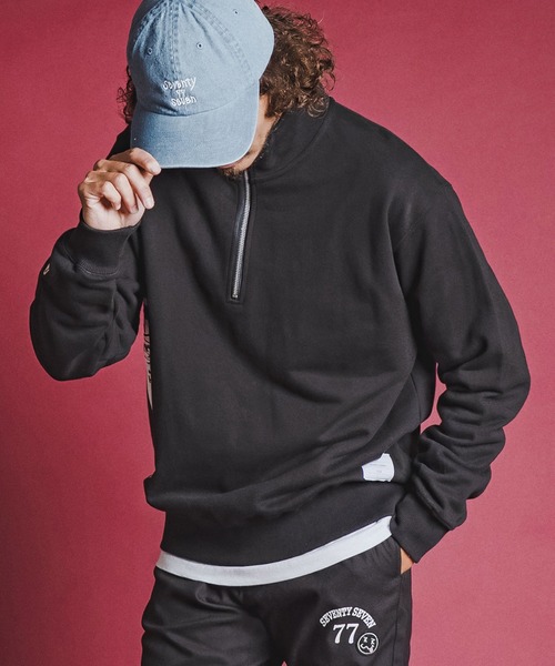seventy seven(セブンティセブン)の「msw1915- middle oz half zip trainer (box collage) ハーフジップスエット(7726W280)(スウェット・メンズ・ホワイト/ブラック/アッシュ・S/M/L/XL)」の4枚目の写真