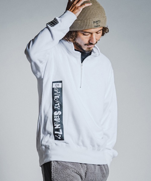 seventy seven(セブンティセブン)の「msw1915- middle oz half zip trainer (box collage) ハーフジップスエット(7726W280)(スウェット・メンズ・ホワイト/ブラック/アッシュ・S/M/L/XL)」の13枚目の写真