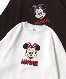 Disney/ディズニー 別注 ミッキーマウス・ミニーマウス オーバーサイズ 裏起毛 プリント スウェット トレーナー/レディース メンズ