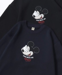 Disney/ディズニー 別注 ミッキーマウス・ミニーマウス オーバーサイズ 裏起毛 プリント スウェット トレーナー/レディース メンズ
