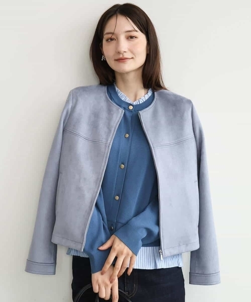 MK MICHEL KLEIN（エムケーミッシェルクラン）の「[洗える]フェイクスウェードショートブルゾン（ブルゾン・レディース・ベージュ/モカ/ライトブルー・38/40）」の21枚目の写真