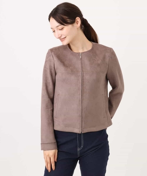 MK MICHEL KLEIN（エムケーミッシェルクラン）の「[洗える]フェイクスウェードショートブルゾン（ブルゾン・レディース・ベージュ/モカ/ライトブルー・38/40）」の12枚目の写真