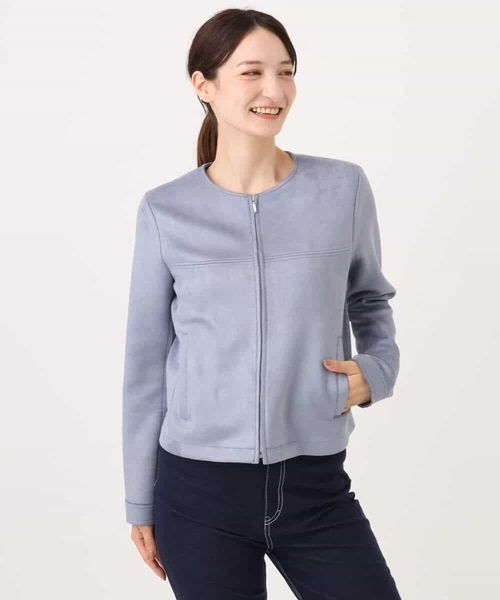 MK MICHEL KLEIN（エムケーミッシェルクラン）の「[洗える]フェイクスウェードショートブルゾン（ブルゾン・レディース・ベージュ/モカ/ライトブルー・38/40）」の14枚目の写真