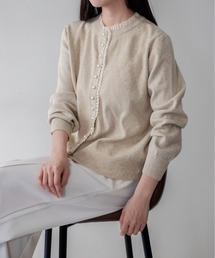 on:nue（オンニュ）の「【on:nue】パール釦レースニットカーディガン  26-27 AW COLLECTION（カーディガン/ボレロ）」