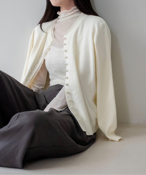 on:nue】パール釦レースニットカーディガン /26-27 AW COLLECTION
