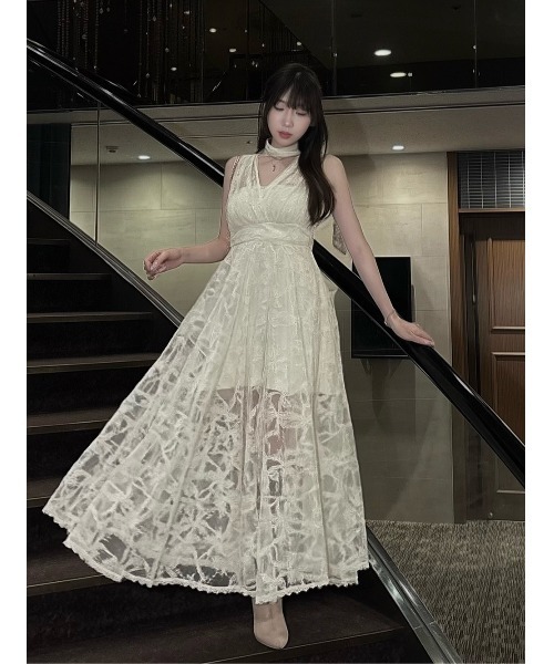 Darich（ダーリッチ）の「バックリボンフローラルレースロングワンピース（ワンピース・レディース・ブラック/ホワイト/ピンク・FREE）」の7枚目の写真