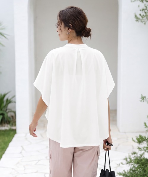 STYLE DELI(スタイルデリ)の「【selection】プレミアスムース/ラウンドスキッパーtops(シャツ/ブラウス・レディース・ホワイト/スミクロ・FREE)」の5枚目の写真