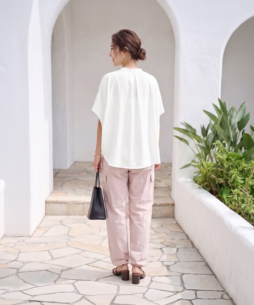 STYLE DELI(スタイルデリ)の「【selection】プレミアスムース/ラウンドスキッパーtops(シャツ/ブラウス・レディース・ホワイト/スミクロ・FREE)」の6枚目の写真