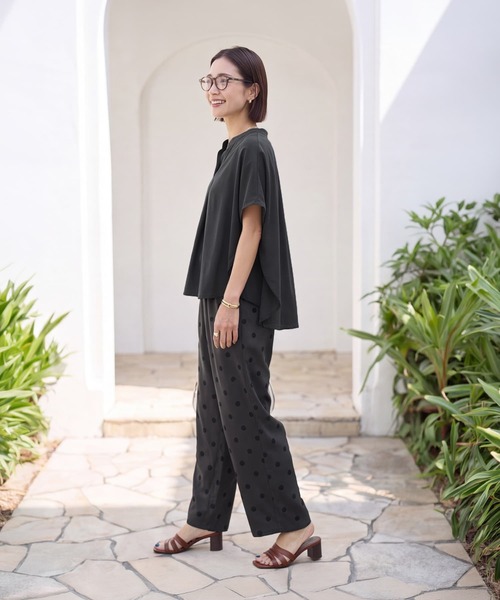 STYLE DELI(スタイルデリ)の「【selection】プレミアスムース/ラウンドスキッパーtops(シャツ/ブラウス・レディース・ホワイト/スミクロ・FREE)」の8枚目の写真