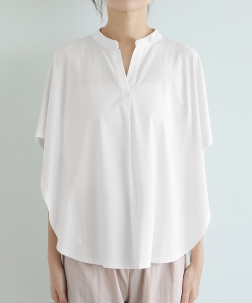 STYLE DELI(スタイルデリ)の「【selection】プレミアスムース/ラウンドスキッパーtops(シャツ/ブラウス・レディース・ホワイト/スミクロ・FREE)」の10枚目の写真