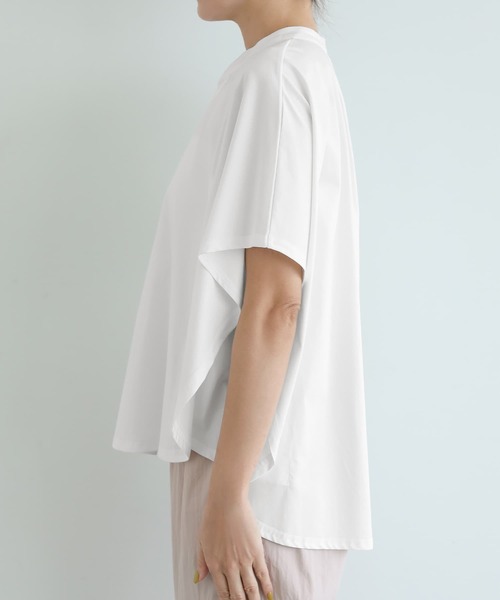 STYLE DELI(スタイルデリ)の「【selection】プレミアスムース/ラウンドスキッパーtops(シャツ/ブラウス・レディース・ホワイト/スミクロ・FREE)」の11枚目の写真