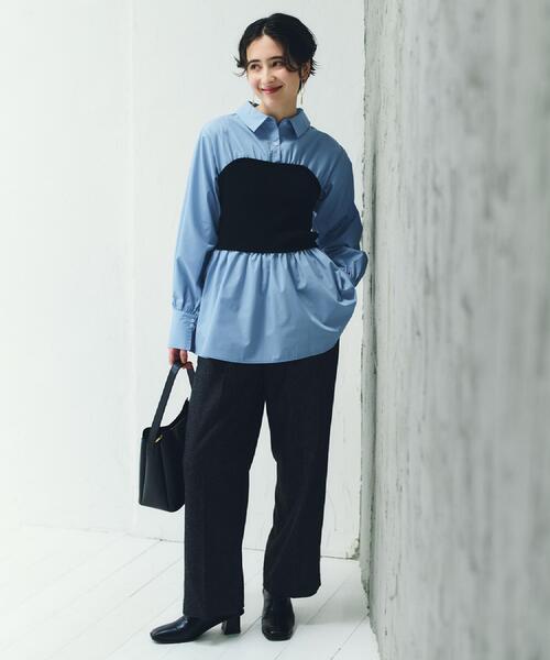 THE SHOP TK (ザ ショップ ティーケー )の「1枚でレイヤードスタイルが完成 ビスチェドッキングシャツ(シャツ/ブラウス・レディース・ライトブルー/オフホワイト/チャコールグレー・13/12)」の12枚目の写真
