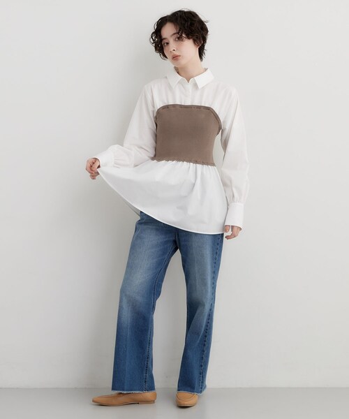 THE SHOP TK (ザ ショップ ティーケー )の「1枚でレイヤードスタイルが完成 ビスチェドッキングシャツ(シャツ/ブラウス・レディース・ライトブルー/オフホワイト/チャコールグレー・13/12)」の15枚目の写真