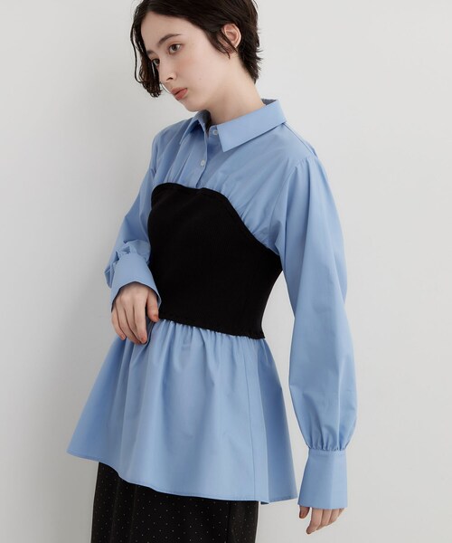 THE SHOP TK (ザ ショップ ティーケー )の「1枚でレイヤードスタイルが完成 ビスチェドッキングシャツ(シャツ/ブラウス・レディース・ライトブルー/オフホワイト/チャコールグレー・13/12)」の22枚目の写真