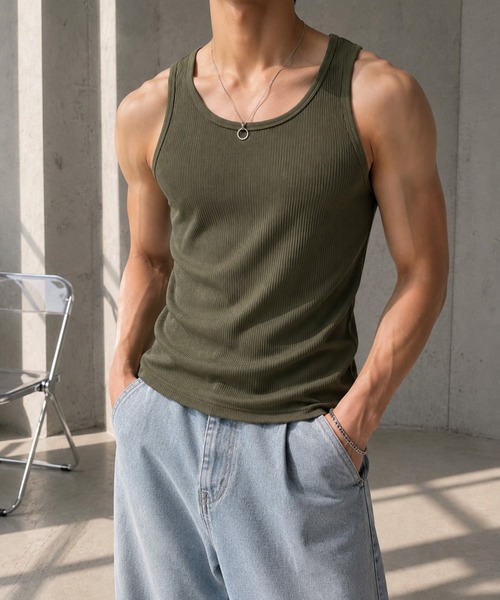 CERCA（チェルカ）の「【Bls】 【ZM】【Bling Leads】ユニセックス仕様 タンクトップ ノースリーブ（タンクトップ・メンズ・ネイビー/グレー/ホワイト/カーキ/ライトピンク/ブラック・X-LARGE/MEDIUM/LARGE）」の4枚目の写真