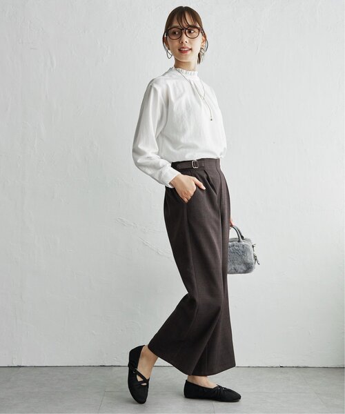 ikka(イッカ)の「ウーリッシュツイルワイドパンツ(その他パンツ・レディース・ダークブラウン/グレー/グレイッシュベージュ/ブラック/カーキ・M/L)」の21枚目の写真