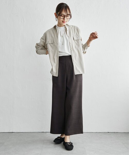 ikka(イッカ)の「ウーリッシュツイルワイドパンツ(その他パンツ・レディース・ダークブラウン/グレー/グレイッシュベージュ/ブラック/カーキ・M/L)」の22枚目の写真