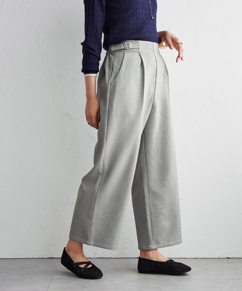 ikka(イッカ)の「ウーリッシュツイルワイドパンツ(その他パンツ・レディース・ダークブラウン/グレー/グレイッシュベージュ/ブラック/カーキ・M/L)」の4枚目の写真