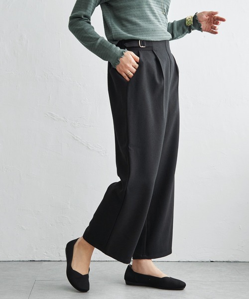ikka(イッカ)の「ウーリッシュツイルワイドパンツ(その他パンツ・レディース・ダークブラウン/グレー/グレイッシュベージュ/ブラック/カーキ・M/L)」の1枚目の写真