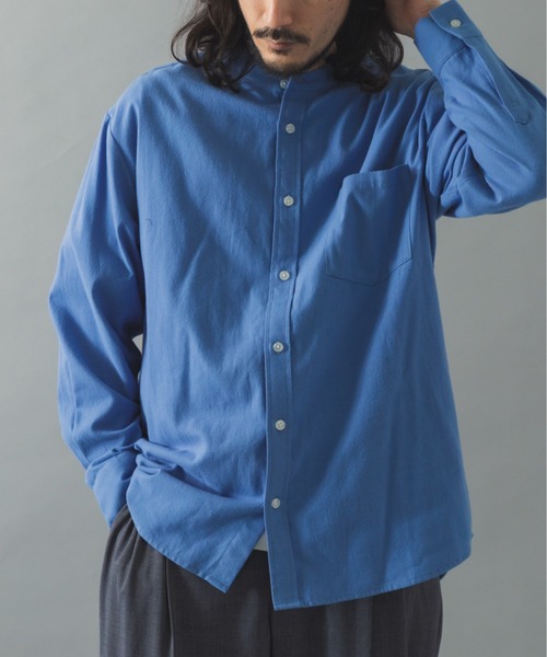 ITEMS URBANRESEARCH（アイテムズ アーバンリサーチ）の「ソフトタッチフランネルバンドカラーシャツ（シャツ/ブラウス・メンズ・オフホワイト/ネイビー/グレー/ブルー・MEDIUM/LARGE）」の21枚目の写真