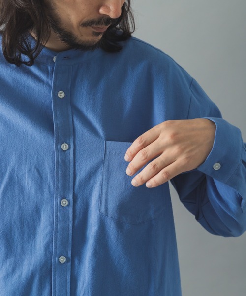 ITEMS URBANRESEARCH（アイテムズ アーバンリサーチ）の「ソフトタッチフランネルバンドカラーシャツ（シャツ/ブラウス・メンズ・オフホワイト/ネイビー/グレー/ブルー・MEDIUM/LARGE）」の19枚目の写真