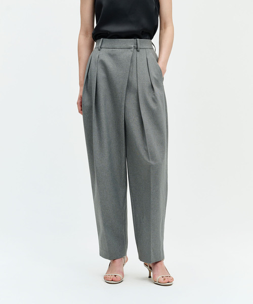 N.O.R.C(ノーク)の「メランジドライタッチラップバレルパンツ【ウォッシャブル】(スラックス・レディース・ブラウン/グレー・S/M)」の2枚目の写真