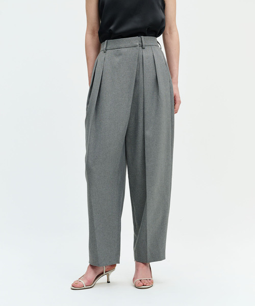 N.O.R.C(ノーク)の「メランジドライタッチラップバレルパンツ【ウォッシャブル】(スラックス・レディース・ブラウン/グレー・S/M)」の3枚目の写真