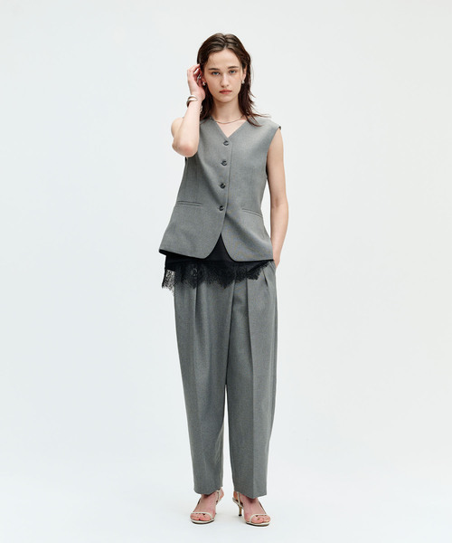 N.O.R.C(ノーク)の「メランジドライタッチラップバレルパンツ【ウォッシャブル】(スラックス・レディース・ブラウン/グレー・S/M)」の4枚目の写真